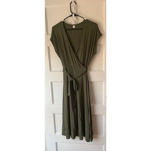 Olive Green Wrap Dress